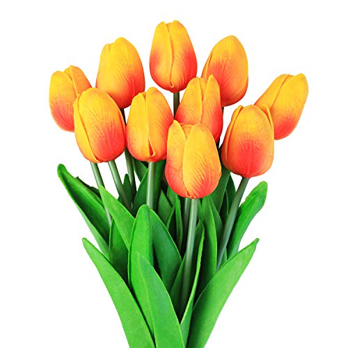 Veryhome 10 unids Tulipanes Artificiales Tulipanes Flores Reales Falsas para la decoración...