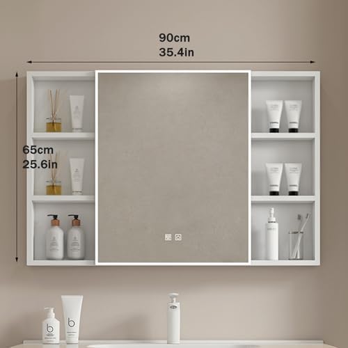Wall-Mounted Bathroom Cabinet with Large Mirror, Waterproof Storage Cupboard, Thickened Board, Moisture-Proof Design, Space-Saving, Ideal for Organizing Essentials