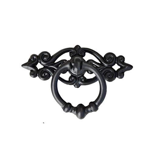 Caution 4 Piece Black Antique Cabinet Door Drawers Cupboard Ring Pull Handle Retro Knob #TOP1