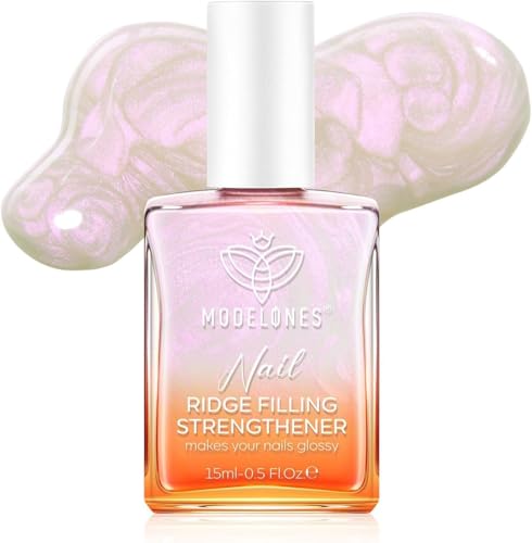 Modelones Endurecedor Uñas, Stronger Nail Evita Rotura y Separación, 15ML Fortalecer Uñas Débiles que se Rompen, Fortalecedor de Uñas, Tratar Uñas Rotas Finas y Frágiles Relleno de uñas-Pearl Blanco