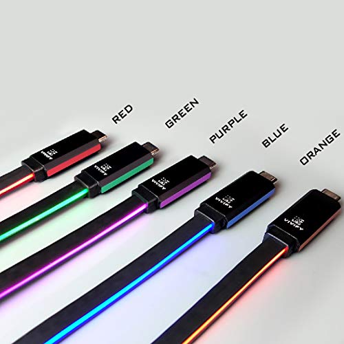 VIVIFY ACESO W10 RGB Led Gaming Light up Type C USB 3.1 3.2 Gen 2 Quick Charge 3 QC3 10 Gbps Car Mobile Cable Blue 3.2ft - Image 5