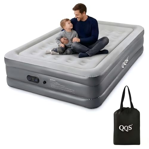 QQS Air Mattress Twin with Built-in Pump, 18'' Raised Inflatable Bed, 660lb Heavy Duty Support Blow Up Mattress with Bag for Guest, Home & Camping