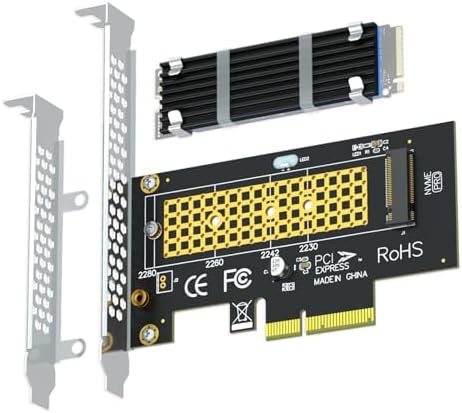 glotrends M.2 PCIE NVME Adapter Card with Full Covering Aluminum Heatsink for PC Desktop, PCIE GEN3 Full Speed (PA09-HS)