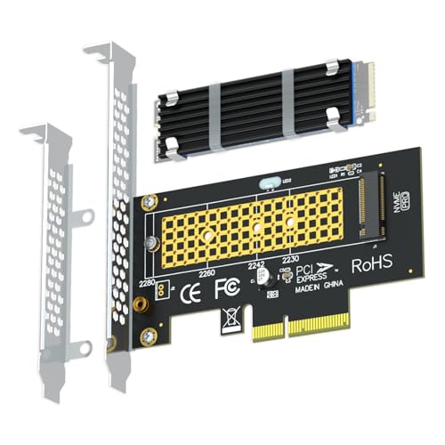 GLOTRENDS PA09-HS Adapter M.2 NVMe na PCIe 4.0 X4 z Radiatorem M.2 dla dysków 2280/2260/2242/2230 SSD M.2 NVMe