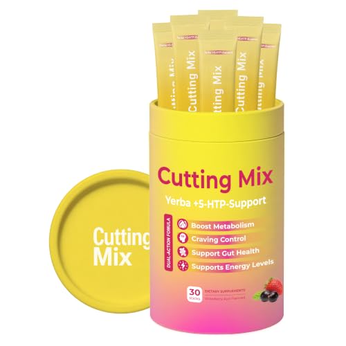Cutting Drink Mix Supports Digestive Health Satiety and Natural Energy with 5-HTP Berberine Cinnamon Chromium Yerba Mate FOS - Strawberry Aa Flavor - 30 Servings