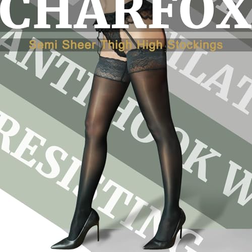 Image of Women's Lingerie Thigh Highs for Garter Belt, ltra Shimmery Opaque Stockings for Club Night Black & Coffee