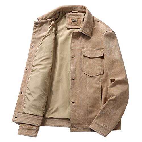 ebossy Men's Iconic Button Up Classic Fit Faux Suede Leather Trucker Jacket2