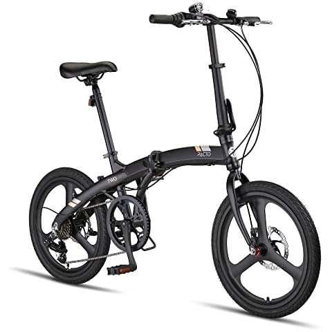 PACTO TWO - Klappfahrrad 27cm Aluminiumrahmen 20 Zoll Aluminiumräder 6 Speed Shimano Gänge Doppelscheibenbremse Faltrad Faltfahrrad einfach zu Falten in 10 Sekunden Klappräder (Schwarz) Cover