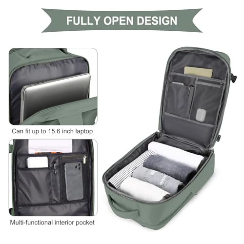 Image of coowoz Large Travel Backpack For Women Men,Carry On Backpack Flight Approved,Hiking Backpack Waterproof Outdoor Rucksack Casual Daypack Fit 15.6 Inch Laptop Shoes Compartment,30L(Olive Green)