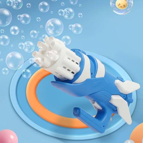 Image of Baybee Electric Bubble Machine Gun Toys for Kids, 8 Holes, Solution Liquid, Dipping Tray, Indoor Outdoor Gun Toys for Kids, Bubble Gun for Boys Girls 2+ Years (Bubble Gun)