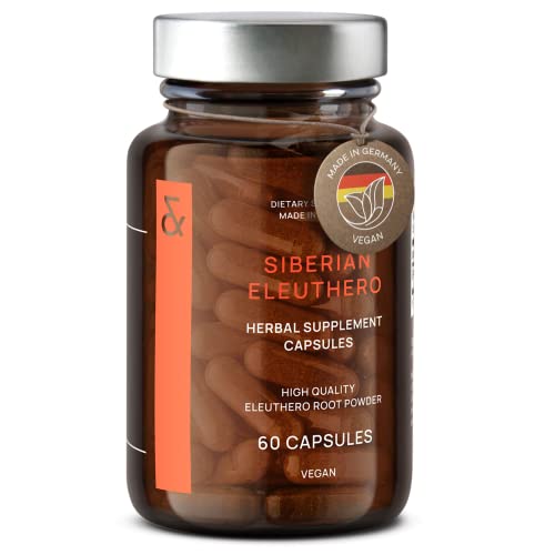 CLAV Siberian Ginseng - 900mg Eleuthero Root Powder - Energy Supplement - Reduction of Tiredness & Fatigue - 60 Ginseng Capsules - Made in Germany