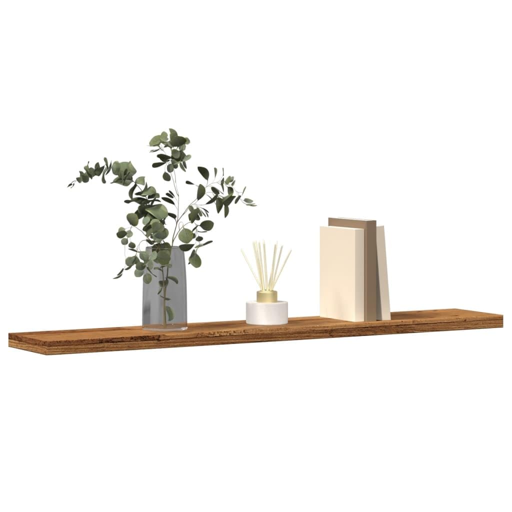 Lot de 4 étagères murales aspect bois vieilli 60 x 20 x 1,5 cm