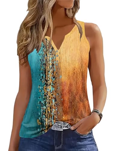 Tank Tops for Women Summer Tops Casual Button Down Shirts Loose Fit V Neck Sleeveless T Shirts