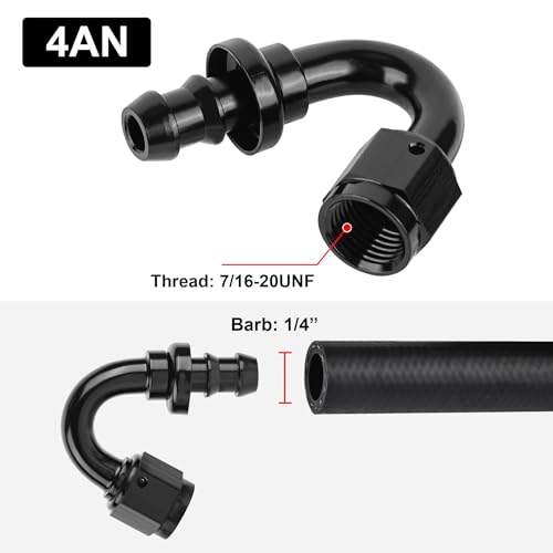 Image of EVIL ENERGY 4AN 150 Degree Push Lock Hose Fitting End Black