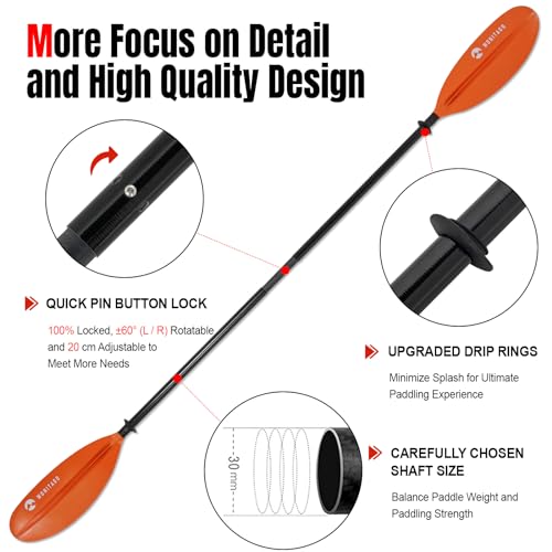 Wonitago FIBERGLASS KAYAK PADDLE009-ORANGE Kayak Paddles With Fiberglass Shaft And Reinforced Pp Blade thumb #3