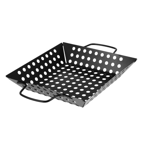 BESPORTBLE 9-inch Square Non-stick Painted Bbq Tray Bbq Vegetable Grilling Basket Oil Filter Durable Outdoor Barbecue Tool