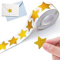 Aufkleber Weihnachten Sterne, 500pcs Sticker Weihnachten Stern Gold Glitzer Effekt Selbstklebend, Goldene Sterne Weihnachtsaufkleber Rolle für Kinder Scrapbooking Grußkarten Geschenke zum Basteln