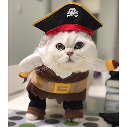 Worderful Dog Pirates Costume Halloween Pet Clothes Cat Caribbean Style Dress Cosplay (S) #TOP1