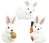 Easter Bunny Decor Set of 3 Natural Rabbit Statue Decorations Nature Vibe Cute Sisal Bunny Figurines