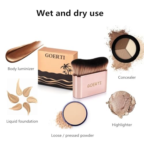 GOERTI Professional Body Makeup Brush, Kabuki Foundation Brush Makeup Brush, Self Tanner Brush, Self Tanning Applicator, Blend & Blur Body Bronzer Tan Brush for Lotion Cream Powder Liquid