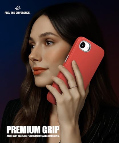 Image of WOW IMAGINE Back Cover for iPhone 16e | iPhone 17e | Shockproof Tough Leather Texture Hard Mobile Case | Ultra Slim Non-Slip Grip | Inner Velvet Fabric | Metal Camera Ring - Crimson Red
