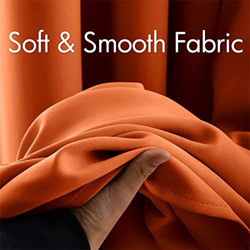 MIULEE Blackout Curtains Room Darkening Thermal Insulated Fall Drapes Solid Window Treatment Set Grommet Top Light Blocking Curtain for Living Room/Bedroom 2 Panels 42 x 63 inch, Orange