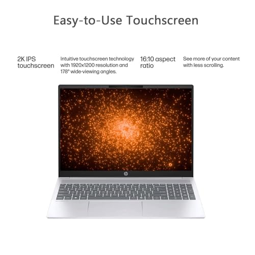 Image of HP OmniBook 5 16 inch WUXGA Touchscreen Laptop, 16:10 IPS Business Laptop, Intel 12-Core Ultra 5 225U, 16GB LPDDR5x RAM, 1TB SSD, Backlit KB, Wi-Fi 6, Bluetooth 5.4, Copilot+ PC, Win11 Pro, Silver