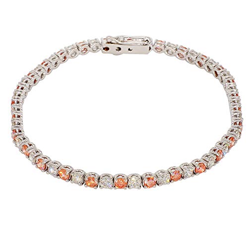 14K White Gold Lab-Grown Pink and White Diamond Bracelet Stackable (5.00 cttw, G-H Color, VS2-SI1 Clarity) 7
