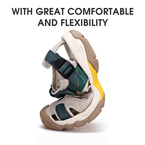 Humtto Womens Outdoor Hiking Sandals Lightweight Comfortable Closed Toe Water Shoes Anti-Slip Quick Drying Summer Athletic Water Sandal 7.5 Beige-Green #TOP5