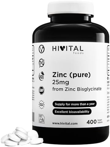 Zinc puro 25 mg procedente de Bisglicinato de Zinc. 400 comprimid...