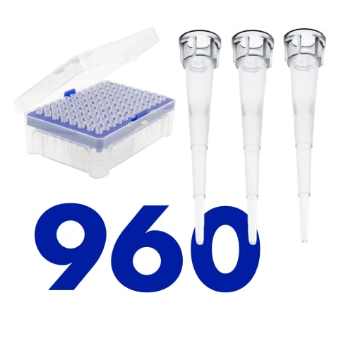 Kashi Scientific 10 uL Universal Racked Laboratory Pipette Tips, Sterile Dnase/Rnase Free, Pyrogen Safe [10ul, Non-Filtered, 960 Tips]