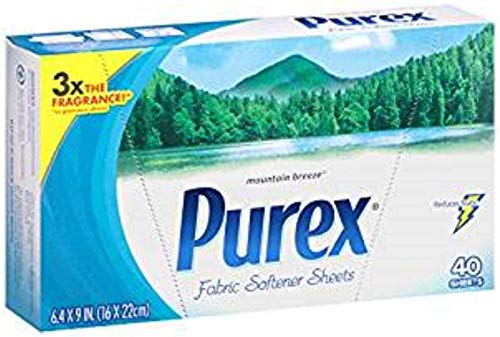 Purex Fabric Softener Dryer Sheets, Mountain Breeze, 40 Count (2 Pack(40 Count)