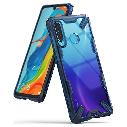 Ringke Fusion-X Kompatibel med Huawei P30 Lite Skal Fodral Hård PC Baksida Stötsäker Heavy Duty TPU Stötfångare Skyddande Bakskal - Space Blue