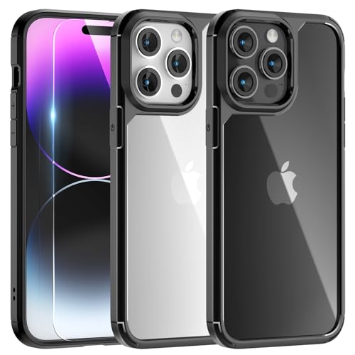 Image of TAURI for iPhone 14 Pro Max Case, with Screen Protector, Black