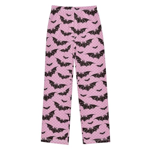 ZZXXB Halloween Bats Polka Dot Boys Long Pants Soft Trousers Elastic Waist Kids Lounge Bottoms with Pockets S-XL