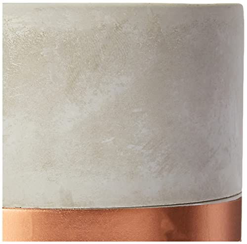 Kit Vaso em Cimento , Moas, Branco e Cobre, 11 x 9 x 9 cm , 1 unidade