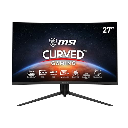 MSI G271CQP E2 Écran PC Gaming Incurvé 27" WQHD - Dalle VA 1000R, 2560x1440, 170Hz / 1ms, 16:9, Adaptive Sync - HDMI 2.0b, DisplayPort 1.4 MSI G271CQP E2 Écran PC Gaming Incurvé 27" WQHD - Dalle VA 1000R, 2560x1440, 170Hz / 1ms, 16:9, Adaptive Sync - HDMI 2.0b, DisplayPort 1.4