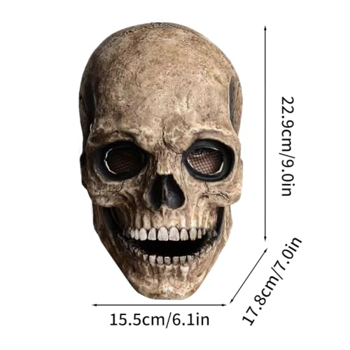 Dlishka Halloween Masks Men Scary,Creepy Full Head Skull Mask With Moving Jaw,Adult Entire Head Realistic Latex Helmet,Scary Standable Skeleton Headgear. (Hardboard white) - Image 4