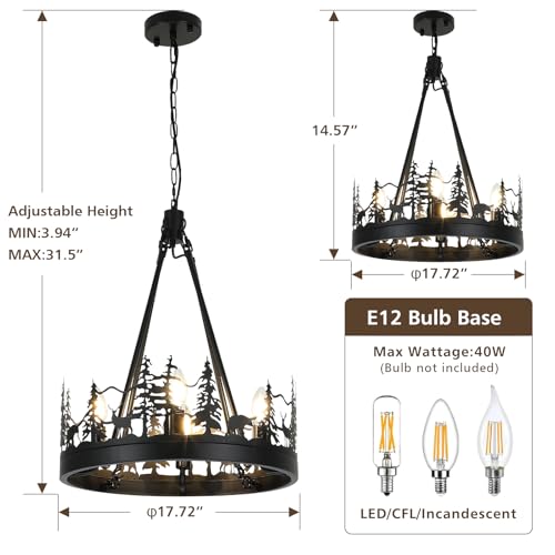 Merexcint Rustic Chandeliers, Lighting Fixtures with Bear and Deer Design by Merexcint - Used condition - Image 2