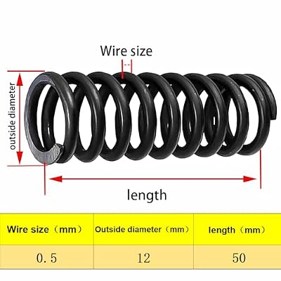 10pcs 65Mn Spring Steel Compression Spring 0.5 * 12 * 50mm (Wire Dia 0.5mm,OD 12mm,Length 50mm)