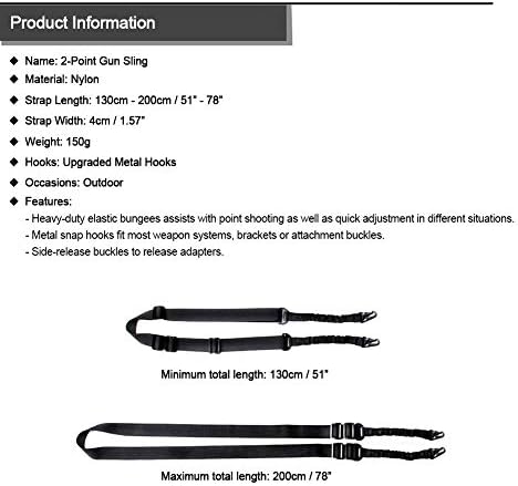 BAIGIO Tactical Gun Sling Rifle with Adjustable Slings Cord Shoulder Strap 2 Point Military Army Heavy Duty Airsoft Nylon for Outdoor Sports Hunting