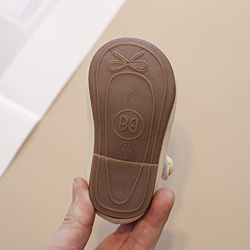 Solid Color PU Material Cute Princess Shoes Soft Bottom Leather Shoes for Infants and Little/Big Kids Infant Sneaker (Beige, 9.5 Little Child)3