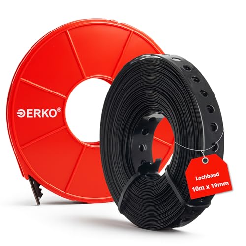 ERKO Montagelochband 19mm x 10m verzinkt Lochdurchmesser 6 5mm Lochabstand 15mm Kunstoff film robuste Befestigungslösung Perforiertes Bindeband