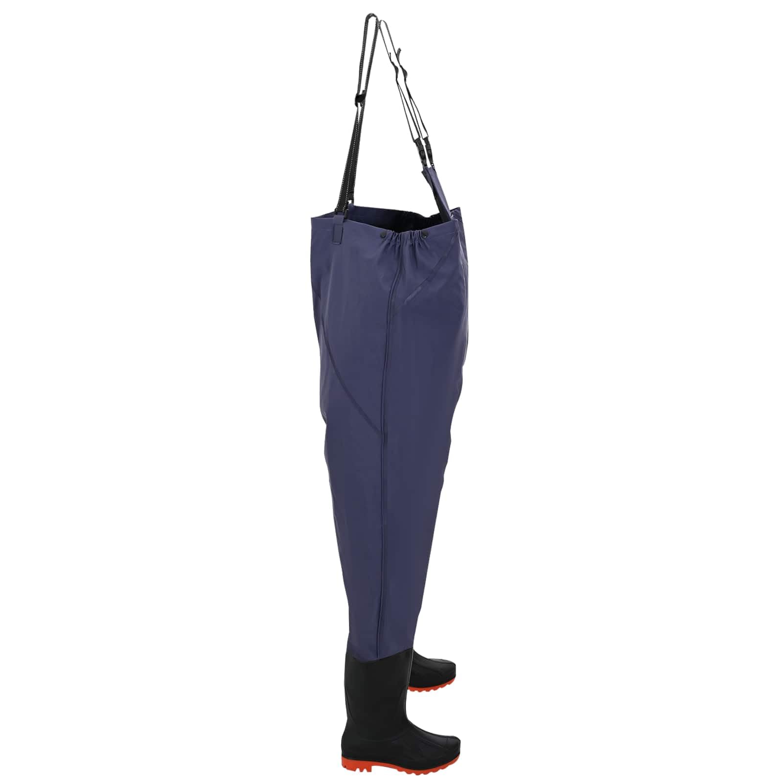 Wathose mit Stiefeln aus PVC-beschichtetem Polyester Größe 45 Blau, wasserfest und rutschfest für Angeln, Jagd, Outdoor, Teich und Fliegenfischen, atmungsaktiv und robust
