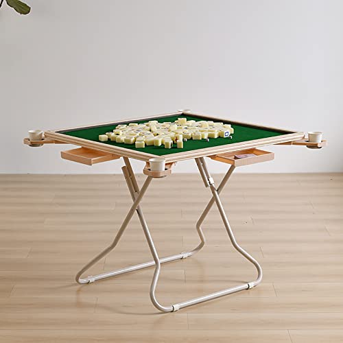 Tavolo pieghevole per carte con portabicchieri, tavolo da poker quadrato da 35 pollici per 4 giocatori, piano in eucalipto, facile da installare, design salvaspazio per l'intrattenimento domestico