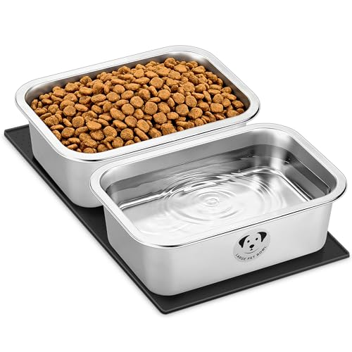 Stainless Steel Dog Bowls for Large Dogs, High Capacity Metal Dog Food Bowls, Food and Water Bowl for Larges, X-Large, and Big Dogs with Non-Slip Mat 1.25 Gallons, 2 Pack