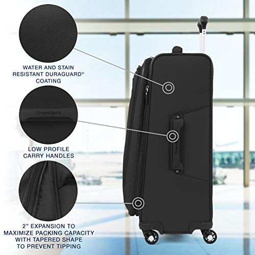 Travelpro Maxlite 5 Softside Expandable Spinner Wheel Luggage, Black, Checked-Medium 25-Inch