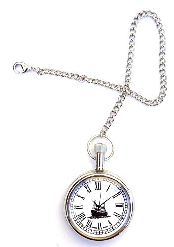 Classic Nickle Ship Antique Pocket Gandhi Watch Royal Look Indian Handicraft Gift Item-image-47