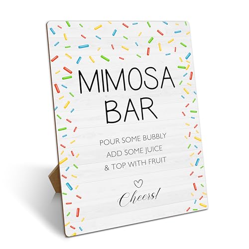 Mimosa Bar Sign With Stand, Mimosa Bar Supplies Decorations, Brunch Dessert Table Decor Sign, Bubbly Bar Sign For Wedding Baby Shower Birthday Christmas Party, 06