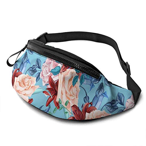 XCNGG Bolso de cintura corriente bolso de cintura de ocio bolso de cintura bolso de cintura de moda Rose Bouquet Waist Pack Bag for Men Women,Casual Fanny Packs with Headphone Socket Hip Bum Bag for T